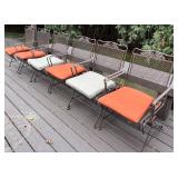 Deck - Set of 6 Metal Outdoor Patio Chairs with Armrests and Cushions