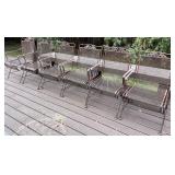 Deck - Set of 6 Metal Outdoor Patio Chairs with Armrests and Cushions