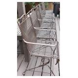 Deck - Set of 6 Metal Outdoor Patio Chairs with Armrests and Cushions