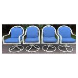 Deck - Set of 4 Grandin Road Outdoor Swivel Patio Chairs with Sunbrella Cushions
