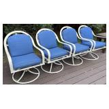 Deck - Set of 4 Grandin Road Outdoor Swivel Patio Chairs with Sunbrella Cushions