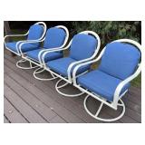 Deck - Set of 4 Grandin Road Outdoor Swivel Patio Chairs with Sunbrella Cushions