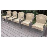 Deck - Set of 5 Wicker Outdoor Patio Chairs with Metal Frames