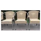 Deck - Set of 5 Wicker Outdoor Patio Chairs with Metal Frames