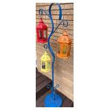 Deck - Colorful Metal Lantern Stand with 3 Hanging Lanterns