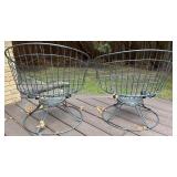 Deck - Mid-Century Modern Wire Patio Set with Bench and 3 Chairs