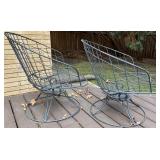 Deck - Mid-Century Modern Wire Patio Set with Bench and 3 Chairs