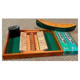 LL- Game Collection: L.L. Bean Cribbage Canoe, Dominoes, and Shut the Box Set