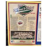 LL- 1991 Minnesota Twins World Champions Memorabilia Collection with Framed Cereal Boxes and Homer Hanky