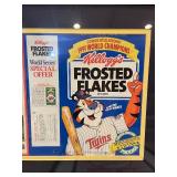 LL- 1991 Minnesota Twins World Champions Memorabilia Collection with Framed Cereal Boxes and Homer Hanky