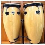 LL - Cosmic Percussion Hand-Carved Conga Drum Pair with Stand