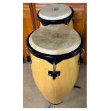LL - Cosmic Percussion Hand-Carved Conga Drum Pair with Stand