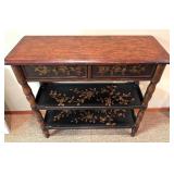 LL - Decorative Wood Console Table with Drawers and Floral Accents