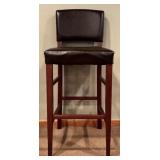 LL - Set of 4 Pier 1 Imports Italian Tall Bar Stools with Brown Faux Leather Upholstery