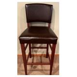 LL - Set of 4 Pier 1 Imports Italian Tall Bar Stools with Brown Faux Leather Upholstery