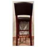 LL - Set of 4 Pier 1 Imports Italian Tall Bar Stools with Brown Faux Leather Upholstery