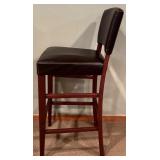 LL - Set of 4 Pier 1 Imports Italian Tall Bar Stools with Brown Faux Leather Upholstery
