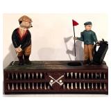 LL - Vintage Cast Iron Birdie Putt Mechanical Bank Hand Painted