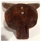LL - Vintage Hand Carved Wooden Toro Bull Mask