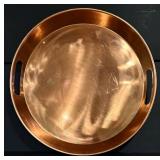 LL - Set of Copper Finish Entertaining Pieces - Platter, Punch Bowl, Pitcher, Water Can, Candle Holders
