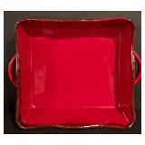 LL - Collection of Red Ceramic Serveware and Decor - Casserole, Pitcher, Vases, Mug, Floral Plate