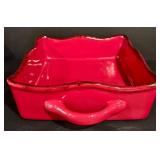 LL - Collection of Red Ceramic Serveware and Decor - Casserole, Pitcher, Vases, Mug, Floral Plate