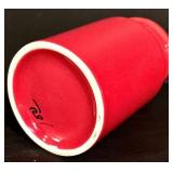 LL - Collection of Red Ceramic Serveware and Decor - Casserole, Pitcher, Vases, Mug, Floral Plate