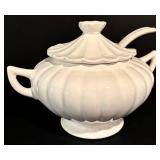 LL - Ceramic Kitchenware Set with Leaf Platter, Lidded Tureen, and Yellow Mugs