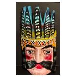 LL - Pair of Vintage Hand-Painted Wooden Folk Art Masks