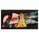 LL - Pair of Vintage Hand-Painted Wooden Folk Art Masks