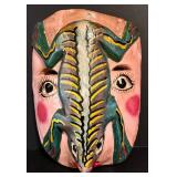 LL - Pair of Vintage Hand-Painted Wooden Folk Art Masks