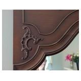 LR - Mahogany Wall Mirror with Ornate Carved Frame