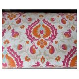 LR - Custom Upholstered Ottoman Bench with Colorful Floral Pattern