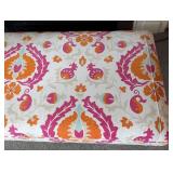 LR - Custom Upholstered Ottoman Bench with Colorful Floral Pattern