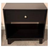 ML - Black Nightstand with Drawer and Open Shelf