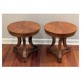 LR - Pair of Drexel Round Side Tables