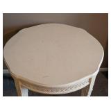 UL - Cream Painted Accent Table with Carved Details