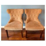 LR - Pair of Pier 1 Upholstered Side Chairs with Button Tufting