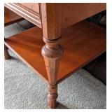 LR - Pair of Vintage Drexel Wood Side Tables with Drawer and Lower Shelf