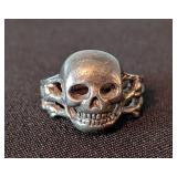 LR - Sterling Silver Skull Ring Size 8