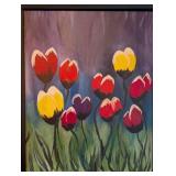 LR - Framed Tulip Painting with Colorful Blooms