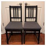 SR - Pair of IKEA Black Wood Dining Chairs with Cushions
