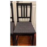 SR - Pair of IKEA Black Wood Dining Chairs with Cushions
