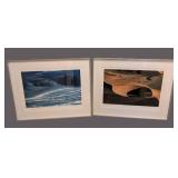 LR - Pair of Framed Landscape Prints by Janet Coleman 2003 - Braided River and Dune 45