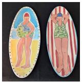 ML - Pair of Becky Denny Decorative Ceramic Plates Beach Motif