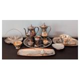 ML - Collection of Vintage Silver Plated Servingware with 13.5 Inch Tray