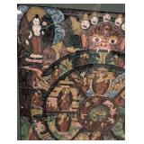 ML - Framed Embroidered Ethnic Textile and Wheel of Life Print Art Set