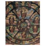 ML - Framed Embroidered Ethnic Textile and Wheel of Life Print Art Set