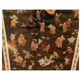 ML - Framed Embroidered Ethnic Textile and Wheel of Life Print Art Set