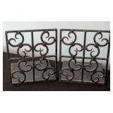 ML - Pair of Decorative Bookends with Gold Accents and Wrought Iron Design